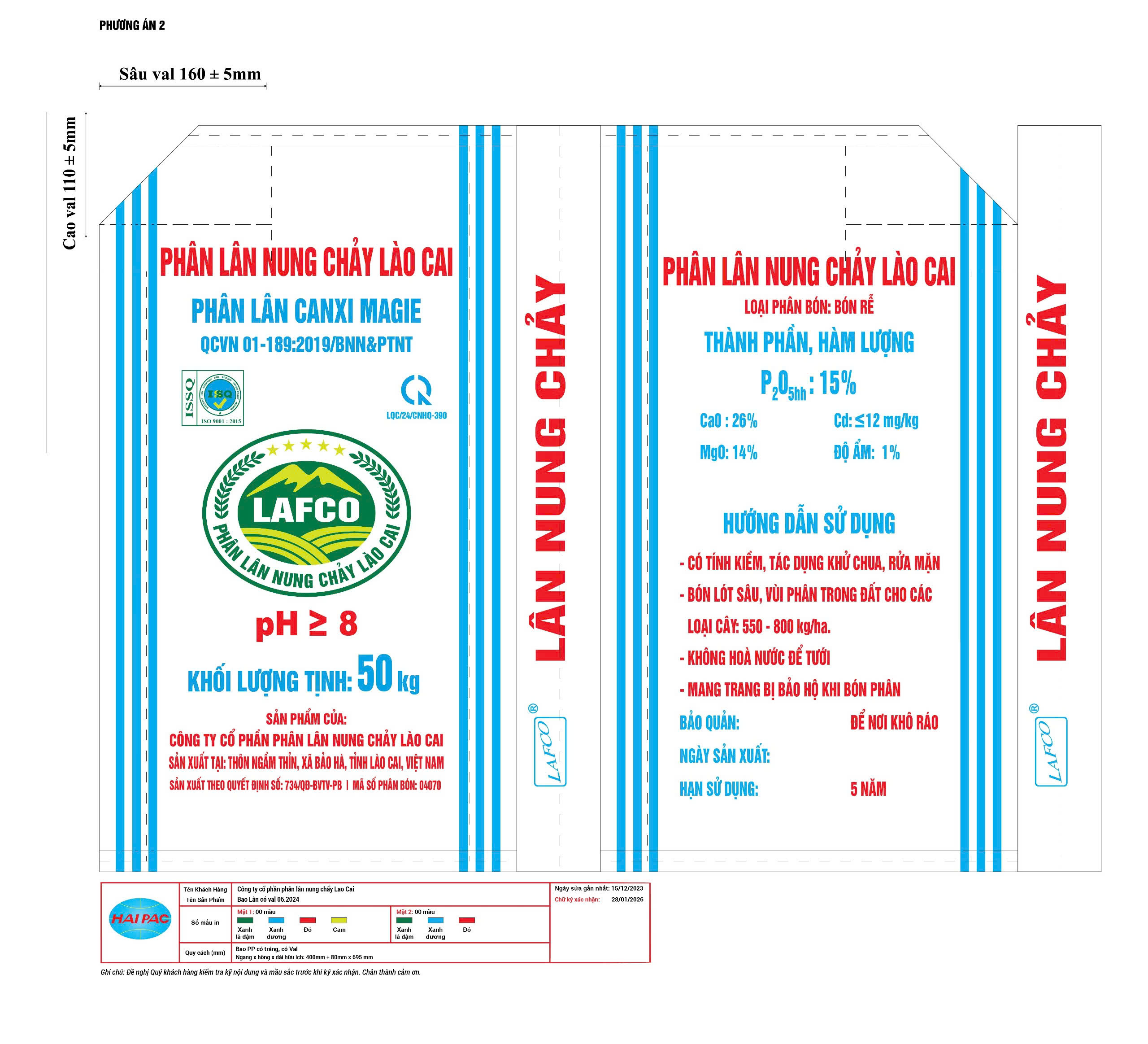 Bao phân lân nung chảy LAFCO 50kg